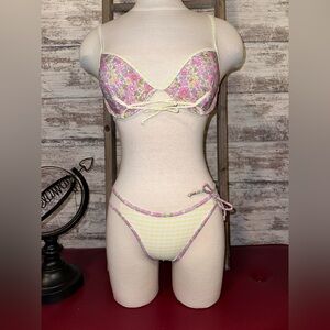 Floral Bikini Set with Pink and Yellow Accents